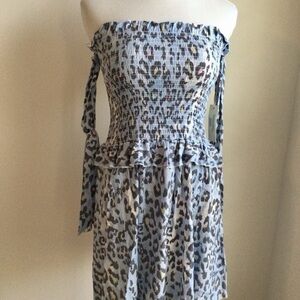 Ocean Drive Blue and Gray Leopard Print sundress Dress